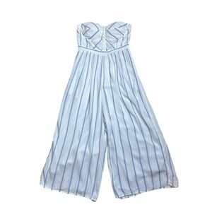 American Eagle Outfitters White Striped Wide Leg Jumpsuit | U.S. Woman’s Small